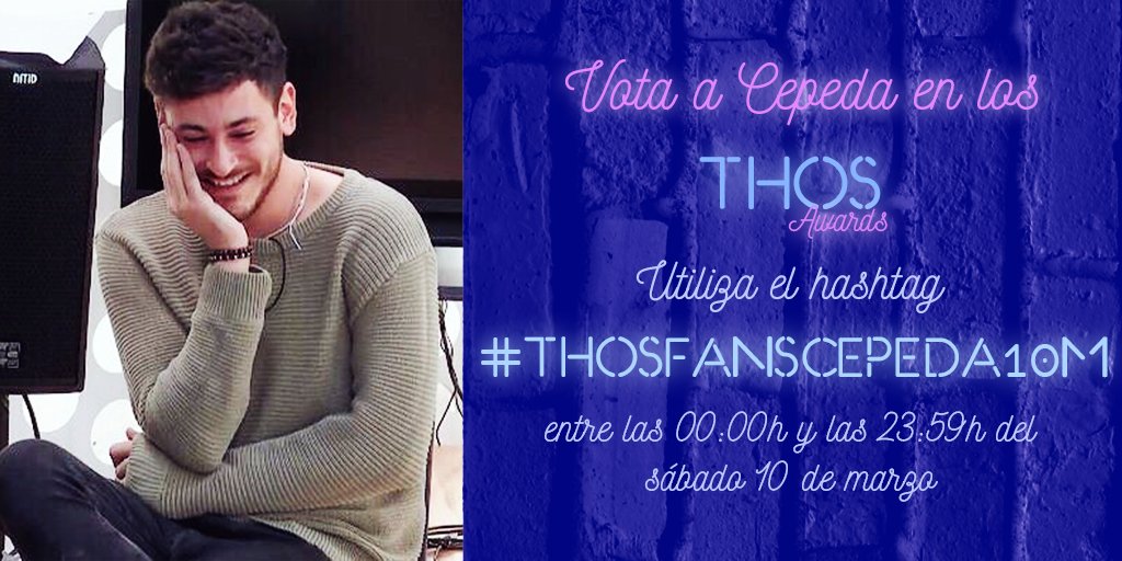 anecpd's tweet photo. ¡10 de marzo!

🔹 Por cada voto que me dejéis aquí abajo con #THOSFansCepeda10M, os envío otro.
🔹 Los RT de tweets que contengan ese hashtag equivalen a 1 voto también. https://t.co/njZNam67tO