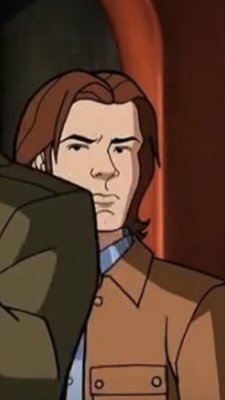 Sams bitch face still remains even in the animated world. He is like I am soo done with your shit Dean