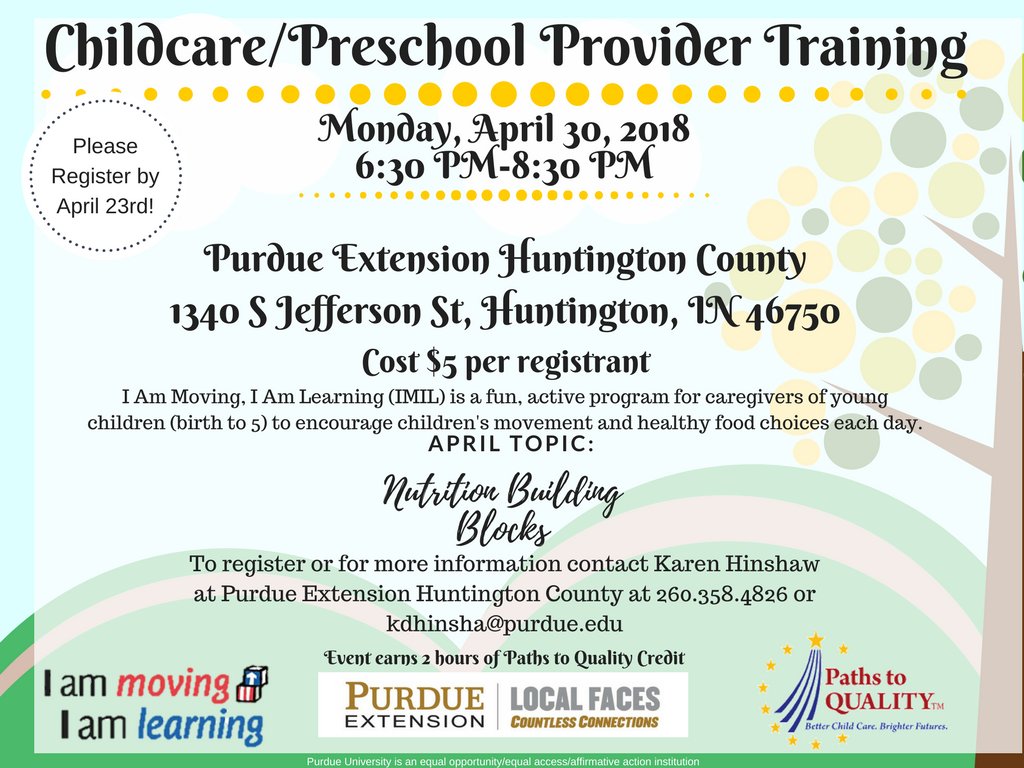 Obesity prevention starts with tiny humans!  Early Childhood providers, join us on April 30th for new ideas!