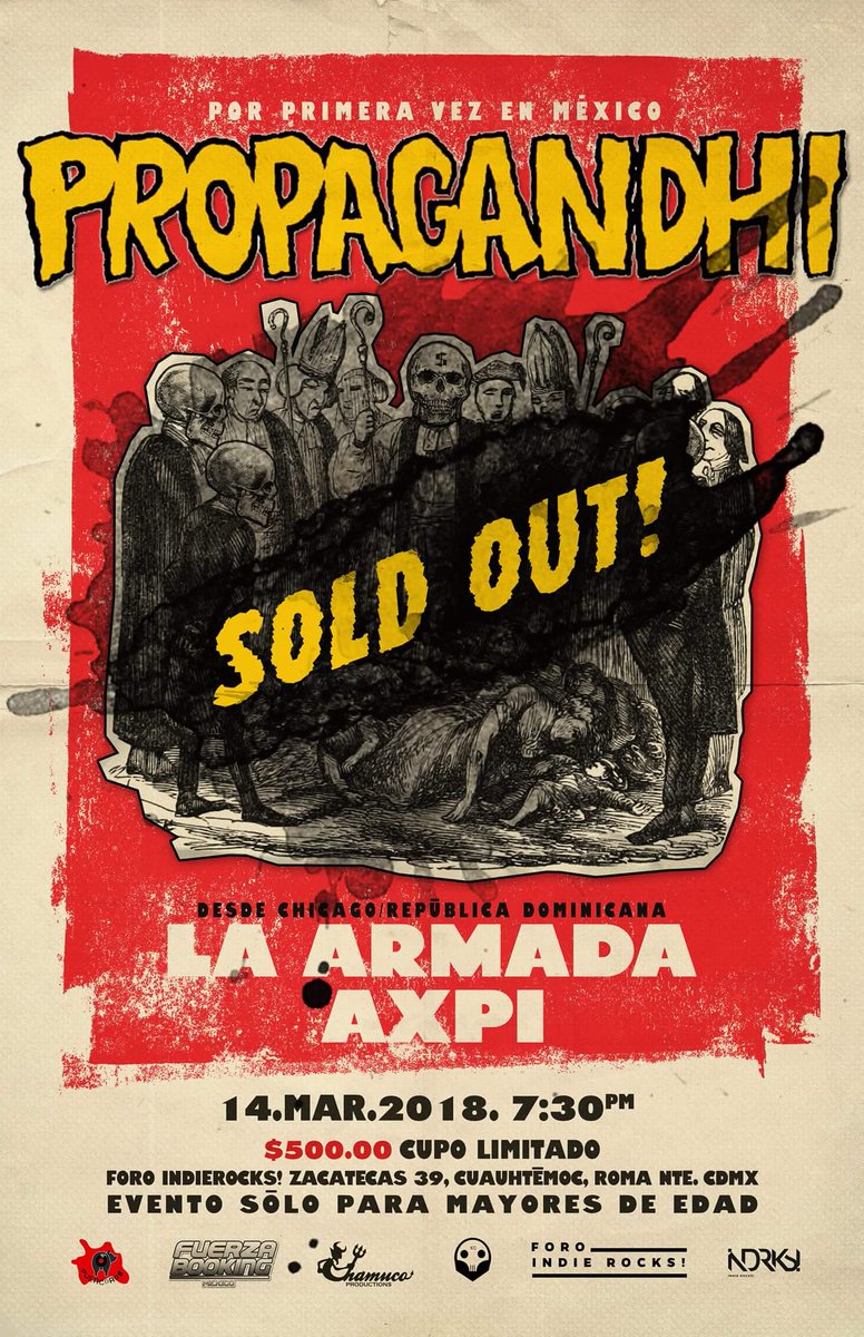 axpirocks's tweet photo. @propagandhi en México SOLD OUT! + @armadahardcore @axpirocks Miércoles 14 de Marzo @ForoIndierocks 7:30PM #diy #puercords #propagandhi #VictoryLap #ROCKNIGHT https://t.co/AggWBsKXrg