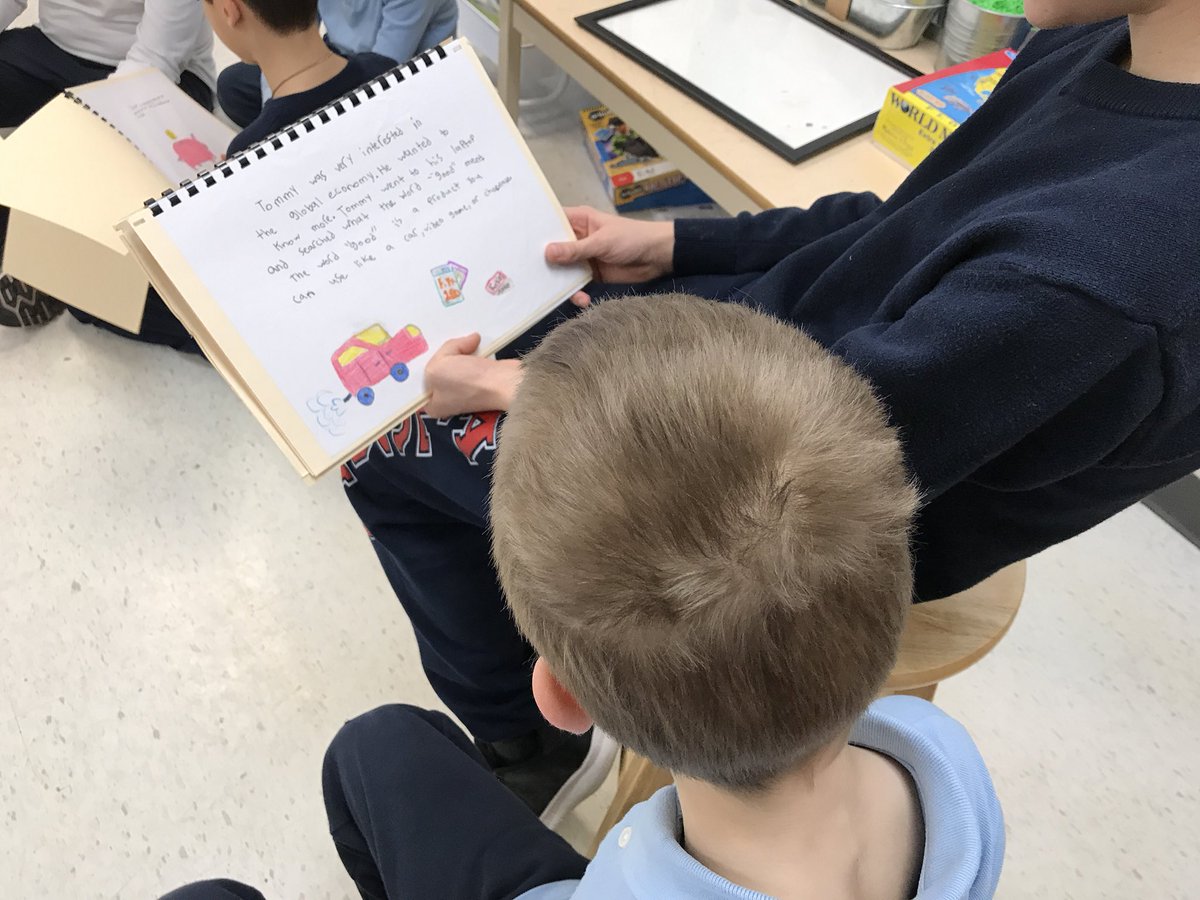 MrsDruxerman's tweet photo. Grade 6’s in @MrsColangelo class shared the books they wrote about what they have been learning about in Social Studies. Gr 2s loved learning from them!  They asked if next time they could share their writing with the Gr6s?! @FFMcGinnCES https://t.co/PqfdcGEITH
