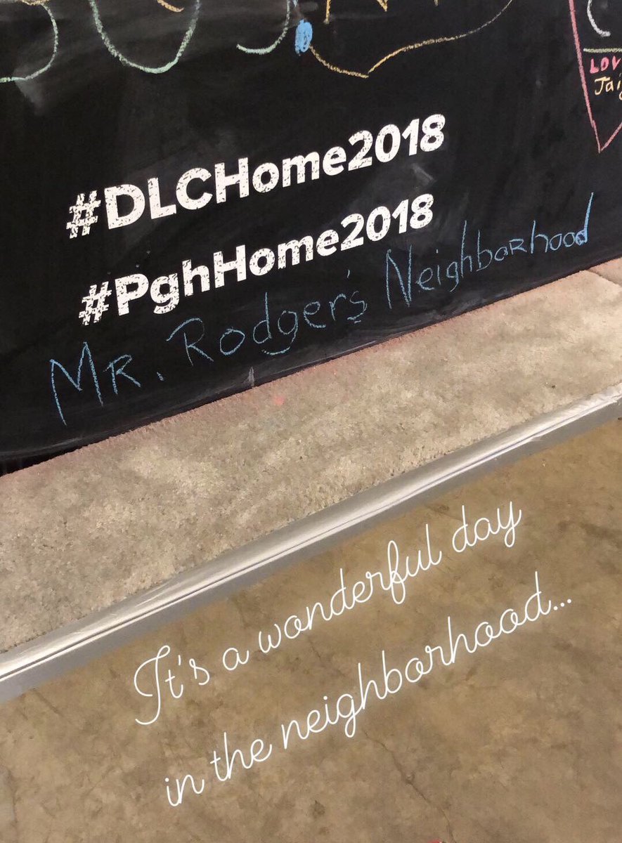 PghHomeGarden's tweet photo. Mr. Rogers is one of our favorite things about #Pittsburgh too! Loving the @DuquesneLight chalkboard wall at #PghHome2018 ♥️ #DLCHome2018 https://t.co/C5hshUoJta