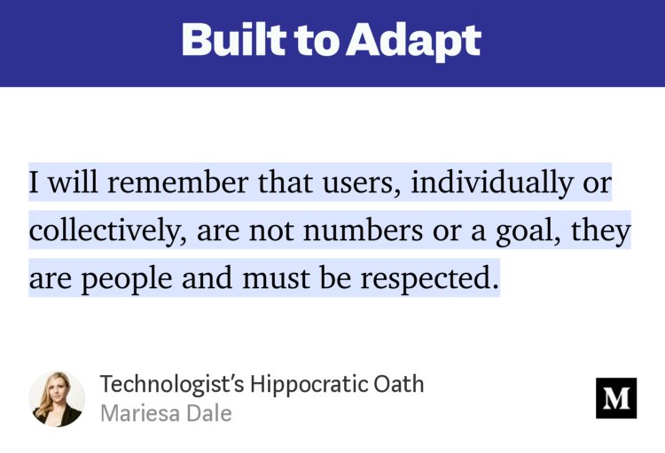 A “Technologist’s Hippocratic Oath” by @MariesaKDale inspired by <a href="/MrAlanCooper/">Alan Cooper</a> keynote <a href="/IxDConf/">Interaction Week</a>  builttoadapt.io/technologists-… via <a href="/BuiltToAdapt/">Built to Adapt</a> cc <a href="/IxDA/">IxDA</a> <a href="/pivotallabs/">VMware Pivotal Labs</a> #design #technology #ethics