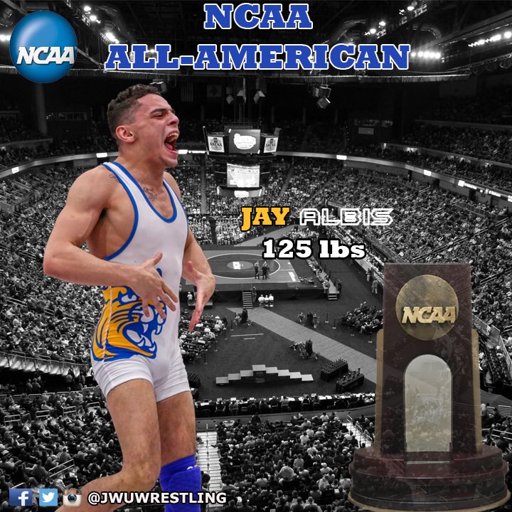 JWUWRESTLING's tweet photo. And Now a 2X  All American and in the National Semi Finals Jay Albis with a Pin!!!! #winateverything #JWhoJWU https://t.co/e9ZcbBqbrF