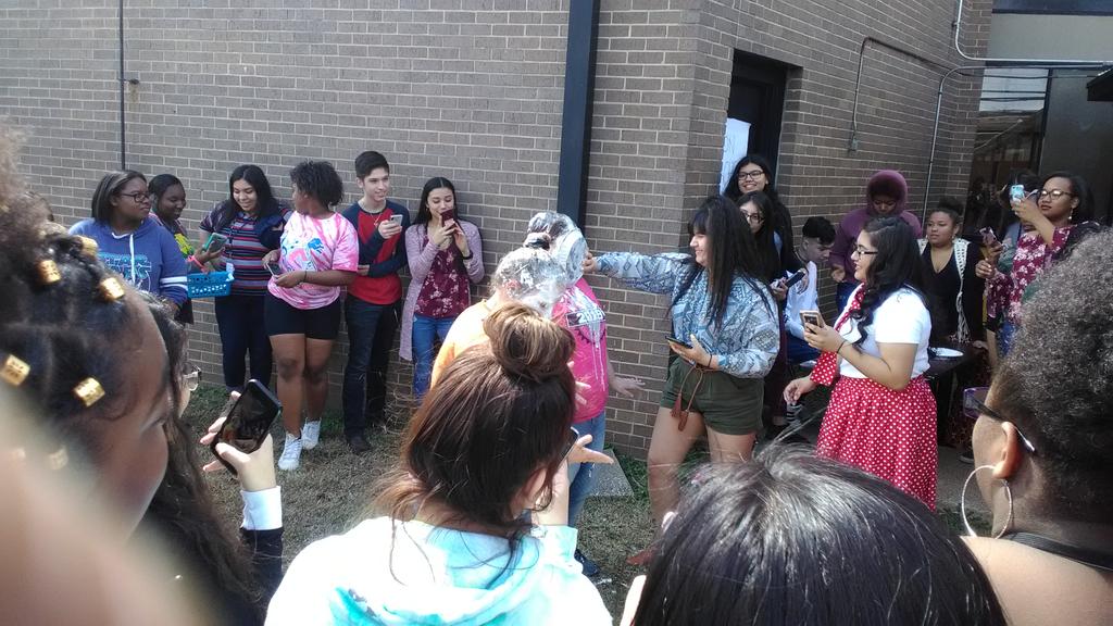 EchsSWAGClub's tweet photo. The students of @echstylerisd  enjoyed pie-ing the teachers a bit too much!! 🍰😀 https://t.co/8Rrn1J5qLa