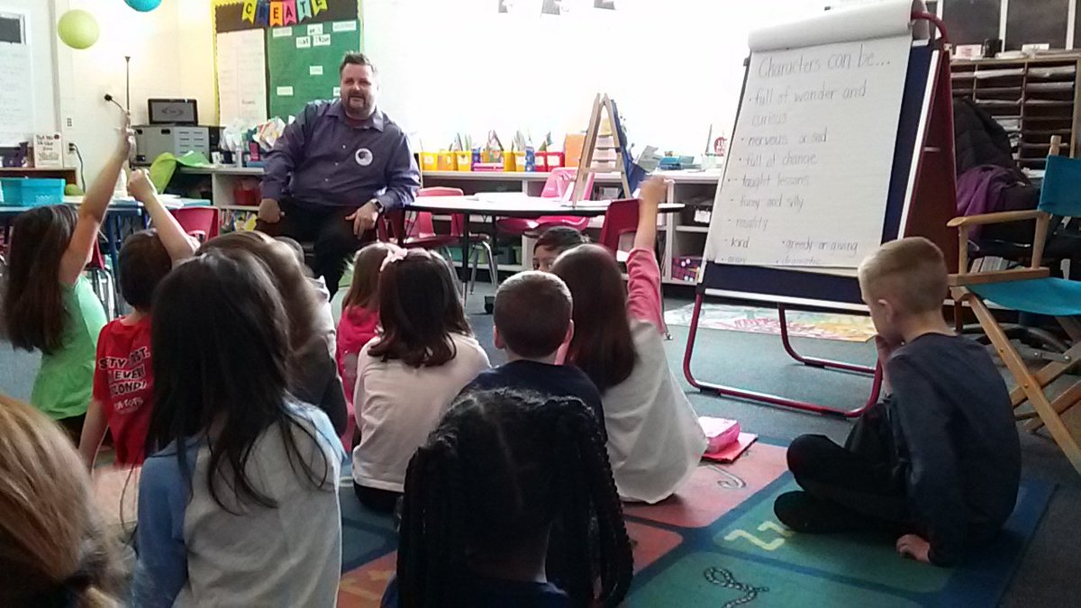 MrsPalmPearson's tweet photo. Dolsen first graders loved their personal Q&amp;A session with author Nick Rokicki #dolsenthinkers #marchisreadingmonth https://t.co/DGtZIhZGD1