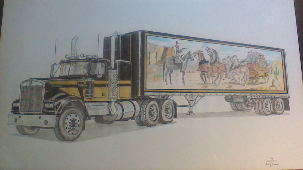 aoneslacker2's tweet photo. let me know if anyone wants some trucker art? sent usps in a frame and with a tracking number a hundred bucks https://t.co/wZE829kwN8