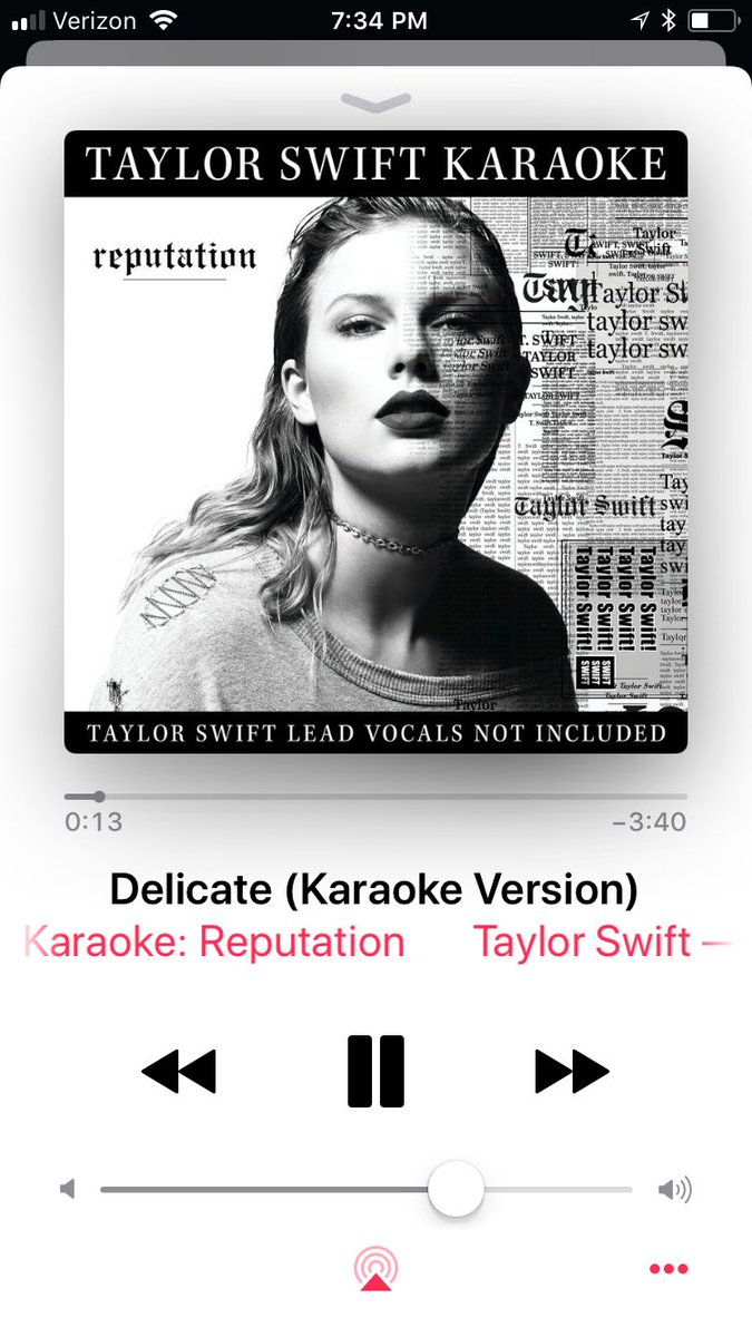 _13SwiftlikeTay's tweet photo. IT IS PAST MIDNIGHT & @taylorswift13 โs Karaoke version of reputation has BEEN ON REPEAT ALL NIGHT! It feels like Iโm listening 2 reputation 4 the FIRST TIME! Itโs like going on a mythical & enchanting journey & Taylorโs BACKGROUND VOCALS ARE PERFECTION! โจ#DelicateVideoTwoDays https://t.co/GgxCfXzRqt