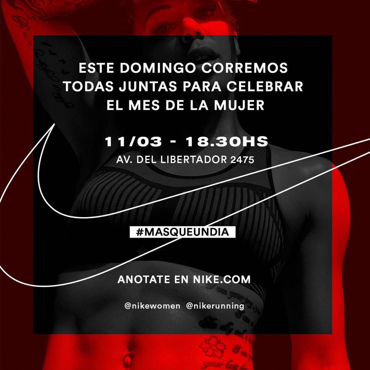 CamuGomezAres's tweet photo. Te esperamos este domingo!! 😊
#masqueundia @nikewomen https://t.co/xT6Nhg3EO3
