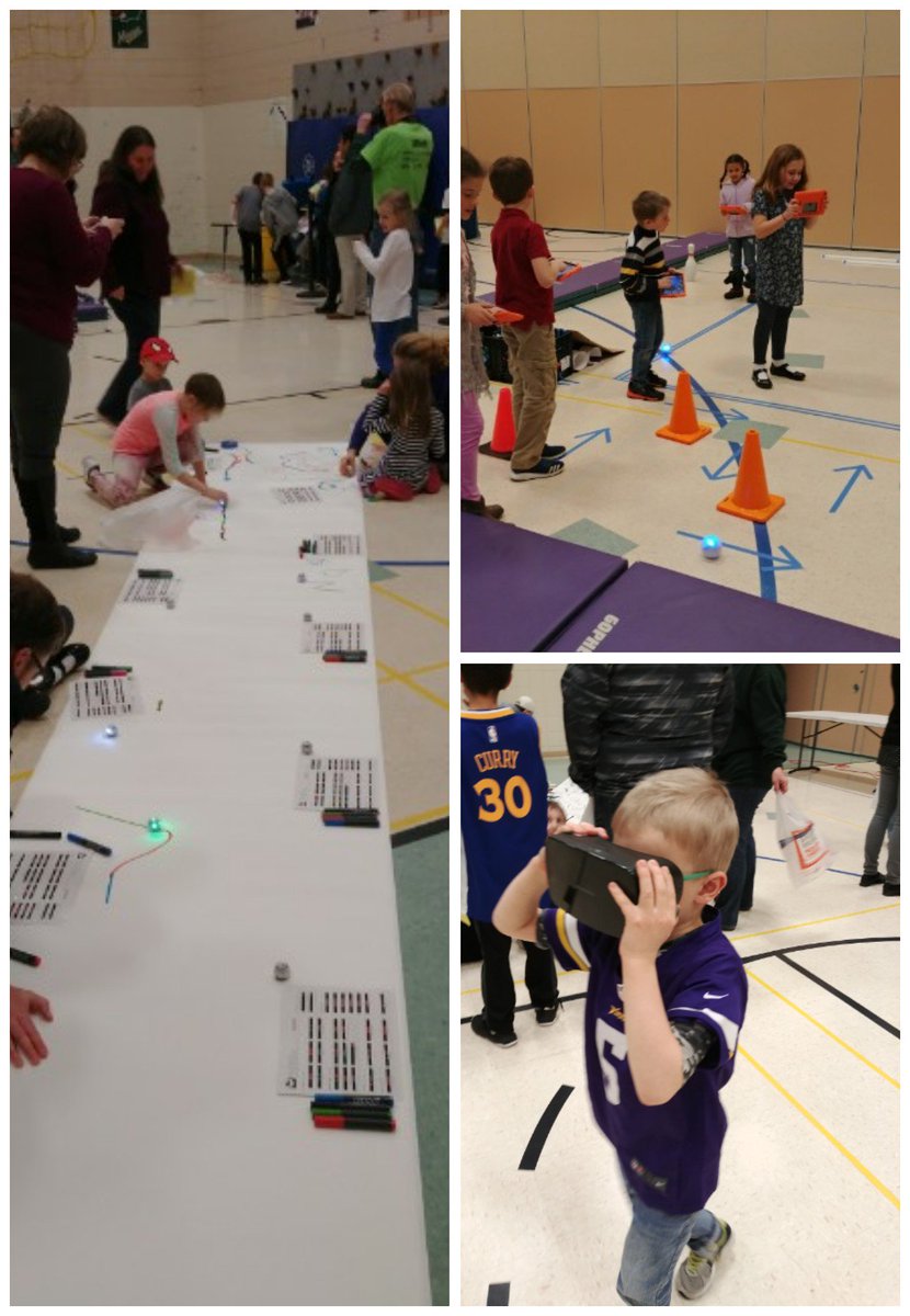KatieSalmela's tweet photo. Lots of fun and exploration with a Sphero obstacle course, Ozobots, and Google Expeditions at the Harriet Bishop Elementary SMART fair! Thanks to @BestBuyEdu and @DaveDBBYEDU for partnering with us! @jsristeau @ken_essay #One91DLS https://t.co/LyH9Ed0bgO