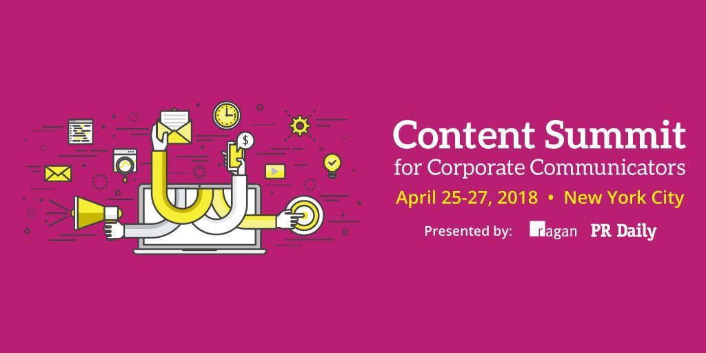 PRDaily's tweet photo. Does your content have purpose?

Learn to make content that is both amazing and important at the Content Summit for Corporate Communicators in NYC.

#RaganContent 

https://t.co/1SxOTdSCMi https://t.co/iEA6gP5aiL
