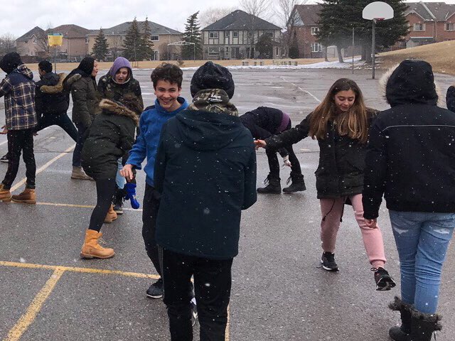 MrsJPineda's tweet photo. Took the grade 8s outside for DPA today. #bananasplit #secretfriend #rockpaperscissorssquat @HST_YCDSB @MrBonavota_HST https://t.co/zgHZqFcBwU