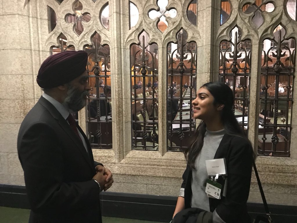 RajSGrewal's tweet photo. It was great to have Meher Singh, a 4th year political science student at U of T, shadowing me for a day last week as part of @UoTWomenInHouse! Meher has a wealth of experience in volunteerism and leadership, and I’m sure she’ll be back in the House very soon! #UTWIH2018 #cdnpoli https://t.co/pR4r0eHCEV