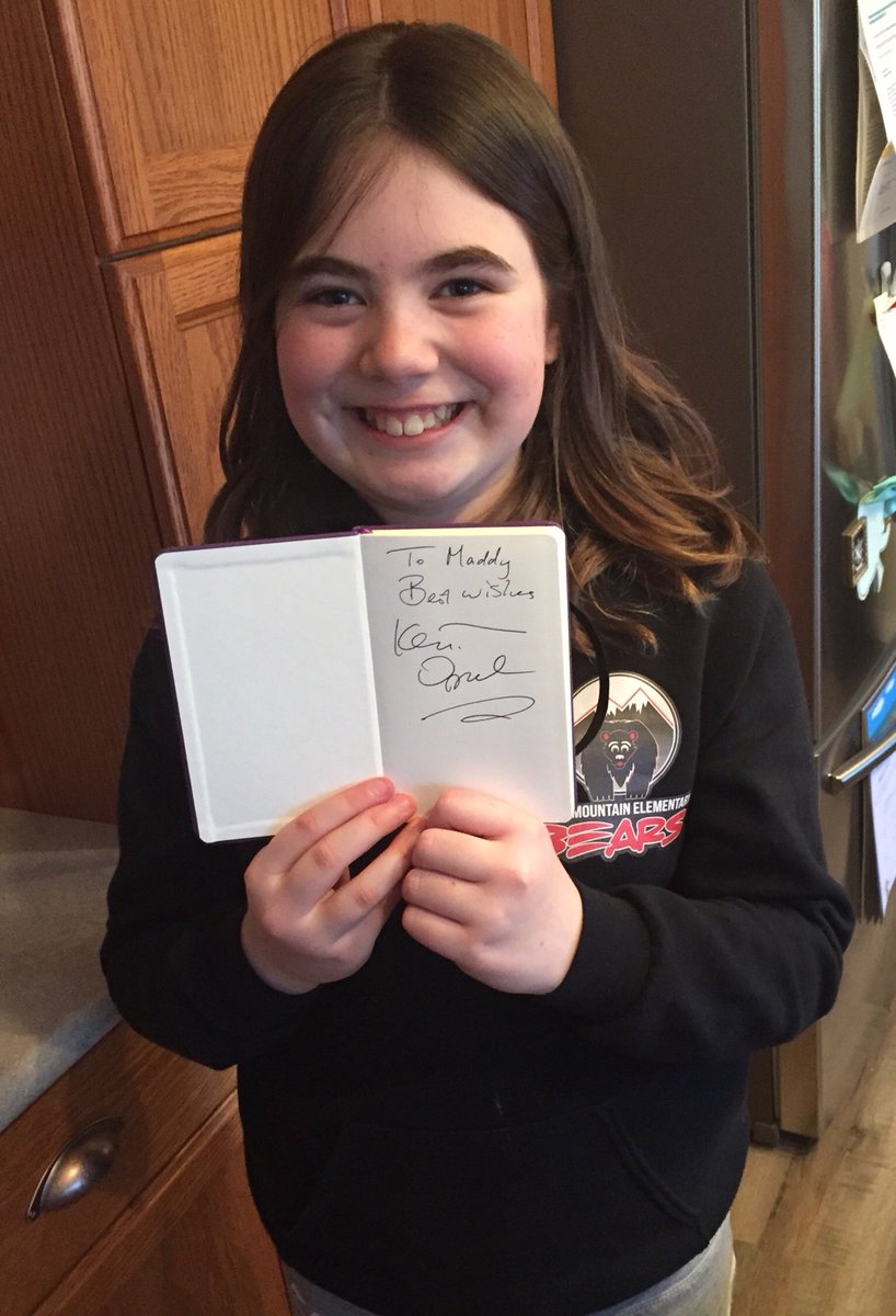 RyanDWard's tweet image. Thank you to @kennethoppel and @librarymisty for making this little writer’s day/week/month. She has been writing up a storm since she saw you earlier this week and now has a notebook to put her book in, signed by her “inspiration”! #cotla #sd23learns @SD23News @s_ward12