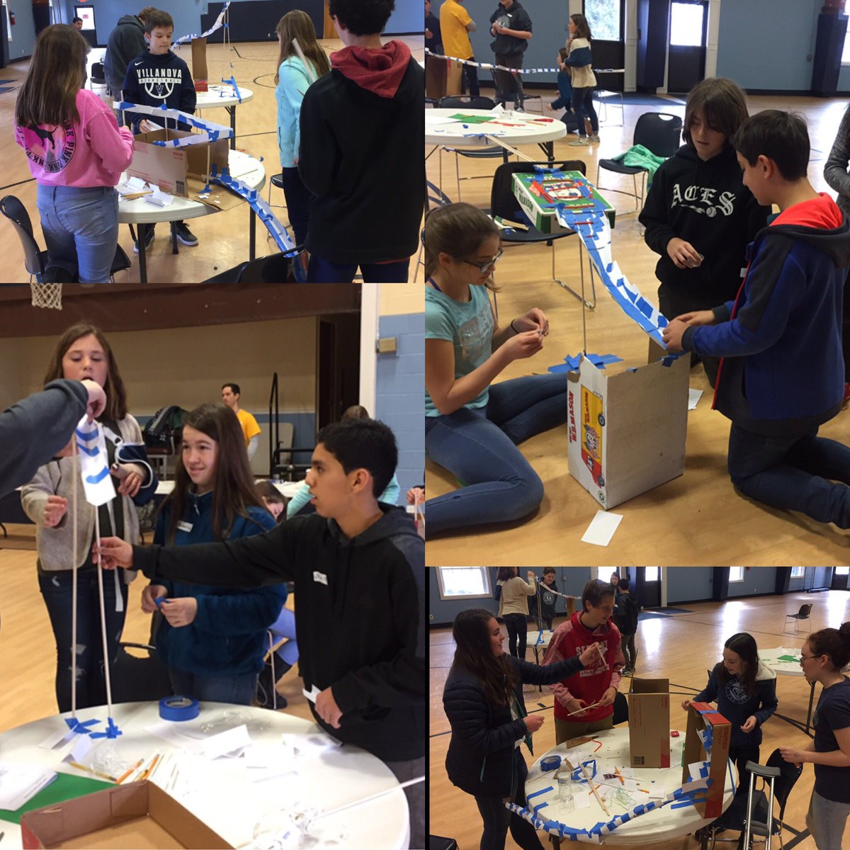 AvonTigers's tweet photo. AES cross district STEM Day success! Nonstop critical thinking, communication &amp; collaboration by student engineers solving problems implementing the Engineering Design Process. TY Mr. Wiley, Ms. LaCugna, Mrs. Fahy, and STEM Day AES, Sea Girt, &amp; Belmar participants!! https://t.co/0W1xIohFnV