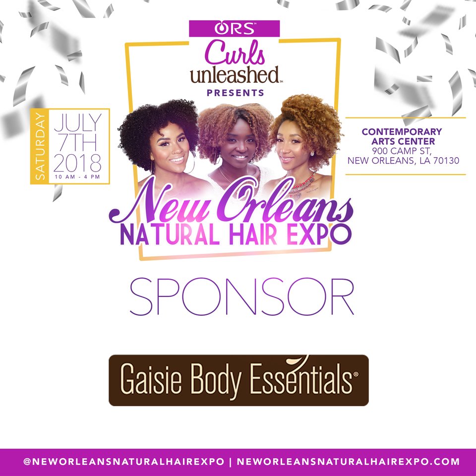 GBEssentials's tweet image. Happy to announce that @GBEssentials is a sponsor for the @NONHExpo on 7/7/2018 from 10AM-4PM presented by #ORSCurlsUnleashed. For more information about the expo &amp;amp; to purchase tickets go to …orleansnaturalhairexpo.eventbrite.com. #GaisieBodyEssentials #NaturalHairEvents #NaturalProducts #NOLA