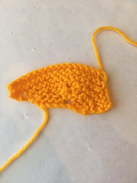 It is a small orange wing-shaped thing with a kind of knot in the middle.