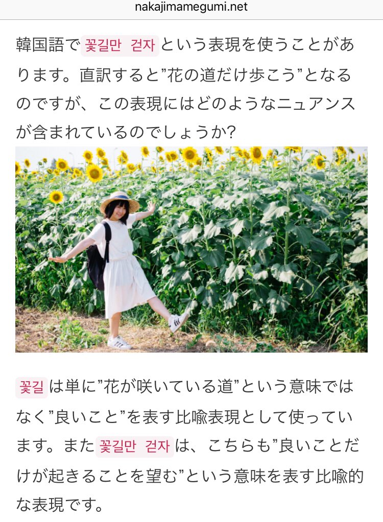 Marie Sur Twitter The Literal Translation Of 꽃길 Is Flower Road But It Is Also Used In Korean As A Symbol For Good Things To Happen The Saying 꽃길만 걷자