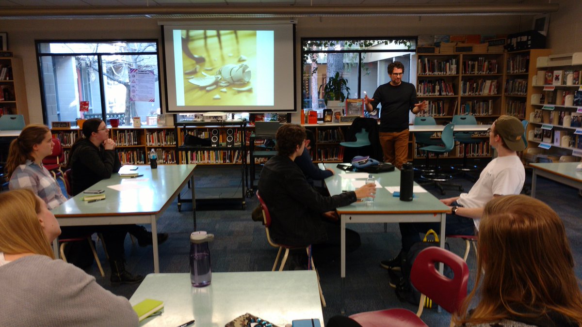 librarymisty's tweet image. I'm amazed at the talented writers I had the chance to meet today as they took part in a writer's workshop with @kennethoppel . The future looks bright for CanLit! #cotla #sd23learns @SD23News
