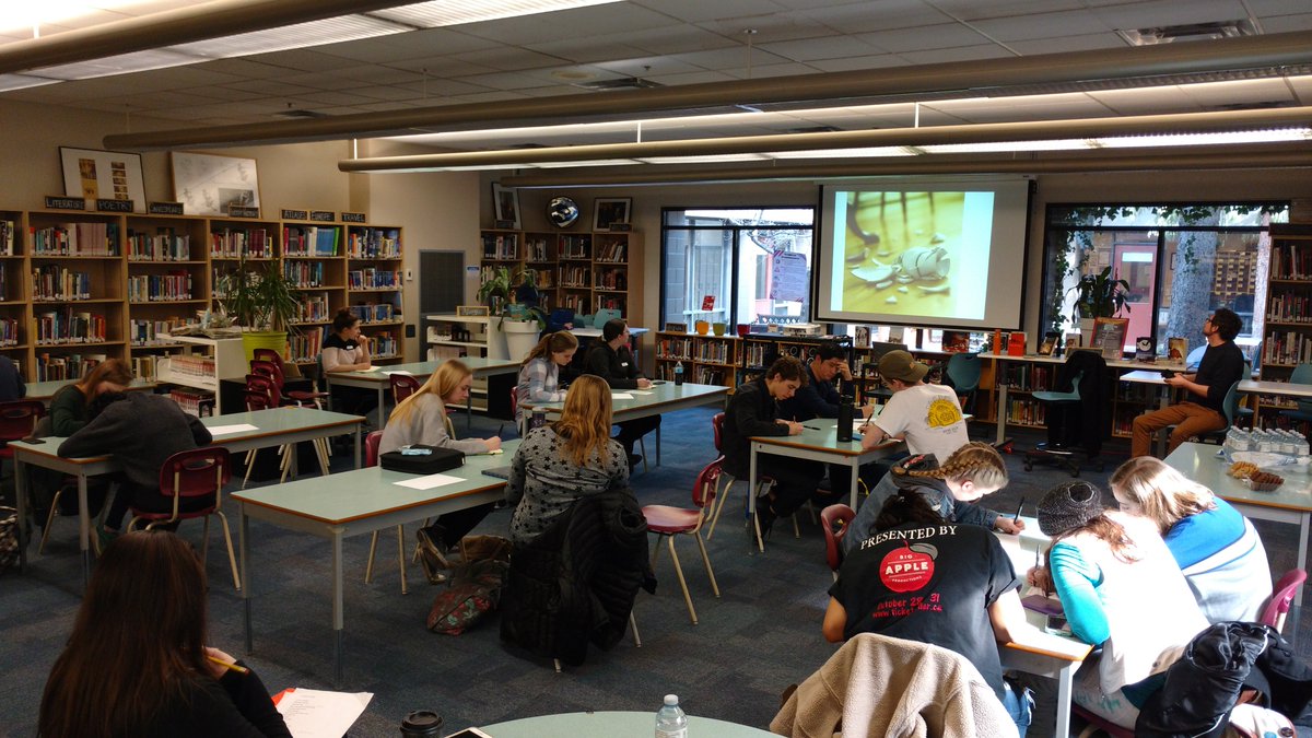librarymisty's tweet image. I'm amazed at the talented writers I had the chance to meet today as they took part in a writer's workshop with @kennethoppel . The future looks bright for CanLit! #cotla #sd23learns @SD23News