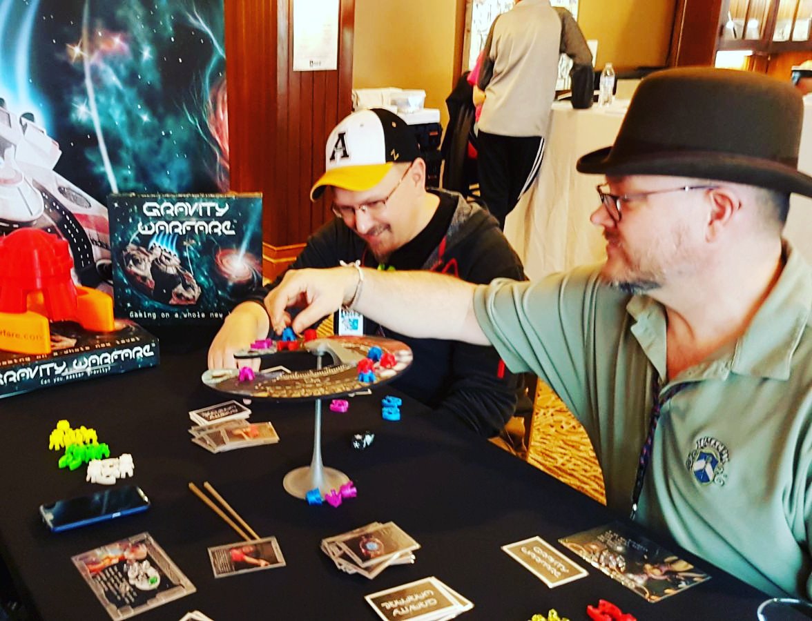SmartIguanallc's tweet photo. First day at #MaceWest2018 was awesome! Thank you to all who came to play. Make sure to come see us tomorrow! 
#Gravitywarfare #boardgames #tabletopgames https://t.co/hkZVHrbhbj