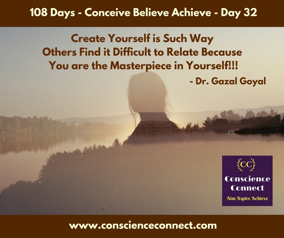 gazal_chetan's tweet photo. BE YOURSELF,
BELIEVE IN YOURSELF,
BELIEVE IN UNIVERSE.
The Universe always listen to the Honest Intentions & Honor the Right Deeds!!!
#ConscienceConnect #Masterpeice #Create_Yourself
#Inspirational
#108DaysConceive_Believe_Achieve #DrGazalGoyal https://t.co/J5Irc3gsty