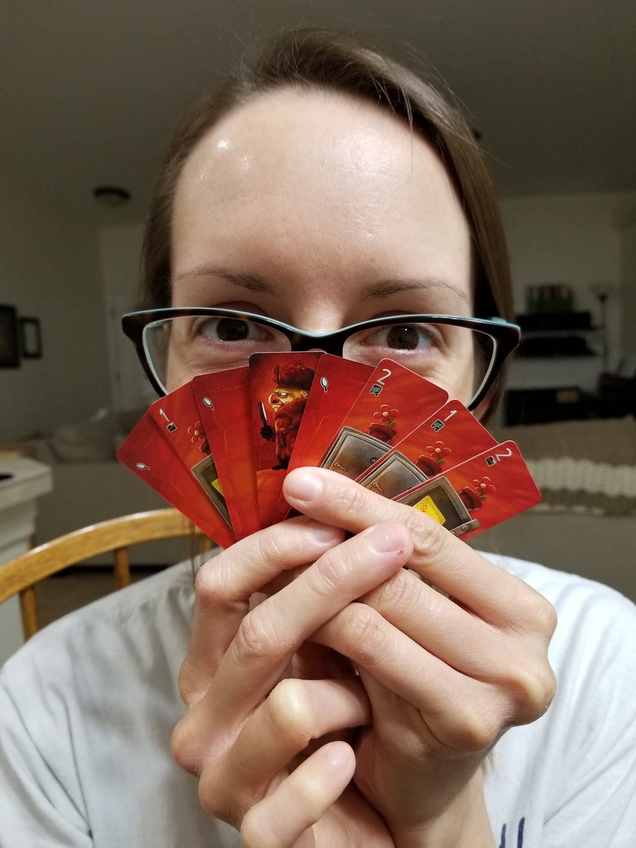hafheim13's tweet photo. First game of SPY by @ChrisHandy. She won one and then I won one. Great tiny memory game from #packogames! @michelle_mit #alltiedup https://t.co/XrpKrbdKP7