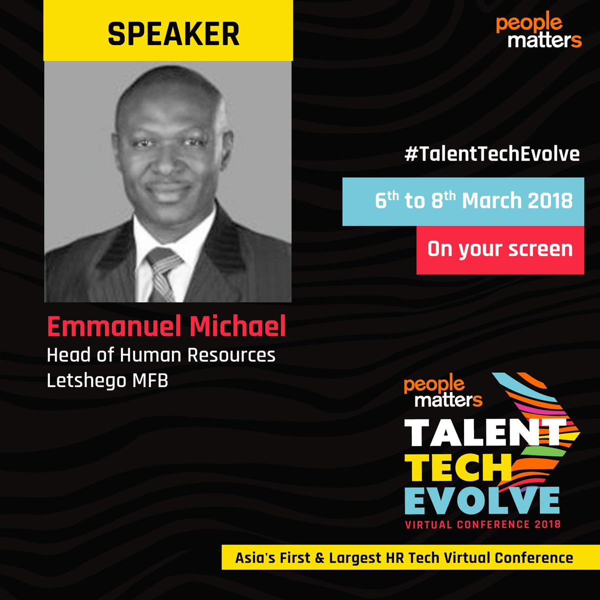 enmichael's tweet image. This week, I spoke at #TalentTechEvolve 2018. Join me today at 4pm WAT to review the highlights of my talk.#HRwithEM