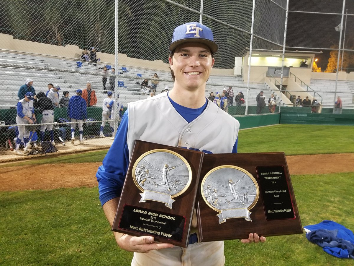 mikehuntley63's tweet photo. El Toro beats San Clemente 2-0 to win the Loara Tournament. 

Erik Tolman (below) threw a complete game shutout, allowed 2 hits and struck out 12. Chargers are 7-0. @ocvarsity @eltorobaseball @ErikTolman https://t.co/rqppK1z7Dk
