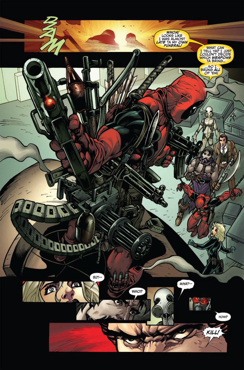Though <a href="/DeadpoolCable_/">#Deadpool and #Cable of #XForce; #Mutant Defenders</a> has a preference for the Uzi, he will bring any weapon imaginable to a battle. Not sure if you can ever be outgunned when you carry a handheld mini-gun.