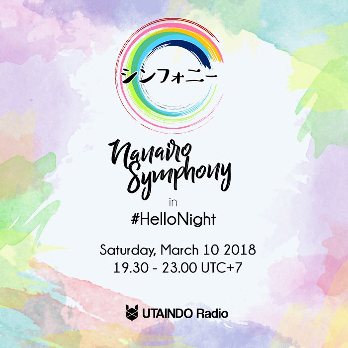 utaindoradio's tweet photo. Malam ini ada LIVE ON AIR sesi #HelloNight di UTAINDO Radio bareng Nanairo Symphony. Jangan lupa dengerin yak, jam 19.30 - 23.00 di https://t.co/jLMOjARJuJ bareng @daigikun ;) https://t.co/XruORDygBc
