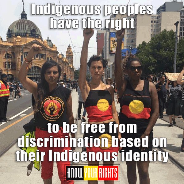 Poster: Indigenous peoples have the right to be free from discrimination based on their Indigenous identity.