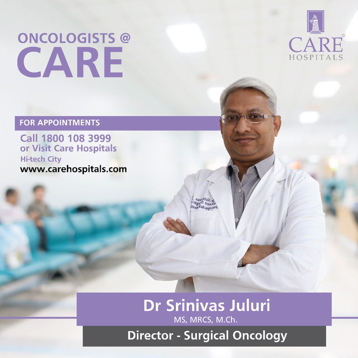CareHospitalsIn's tweet photo. Dr Srininvas Juluri believes in exponentially improving patient outcomes with personalized oncologic treatment and innovative surgical procedures.
#KnowYourDoctors #Cancer #Oncology https://t.co/TLaNJEw5EB