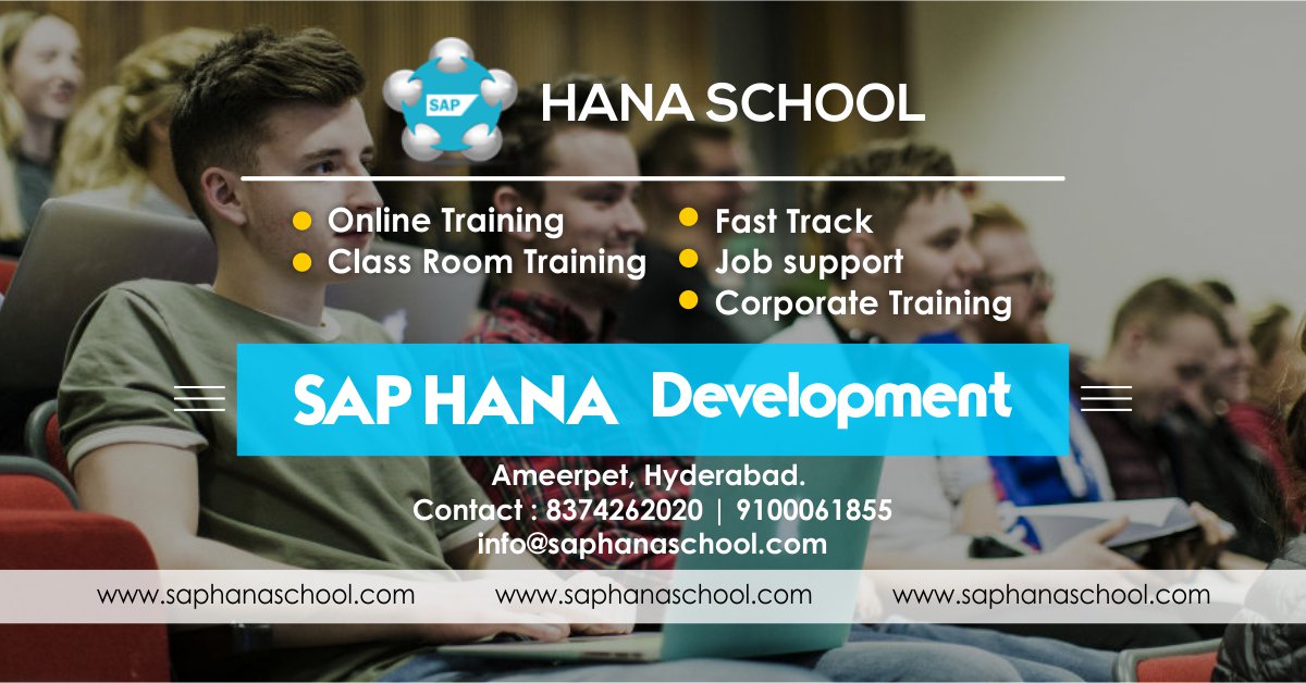 saphanaschool's tweet photo. https://t.co/EmqKSMJ0lP At #SapHanaSchool, Best #SapHanaDevelopment classroom, and online Training, #SapHanaDevelopment course covers the topics like Introduction #HANA100, #DataProvisioning, #Modeling, #Reporting,  For more details contact us.
Phone: +91-8374262020 https://t.co/WXo1kt2aaO