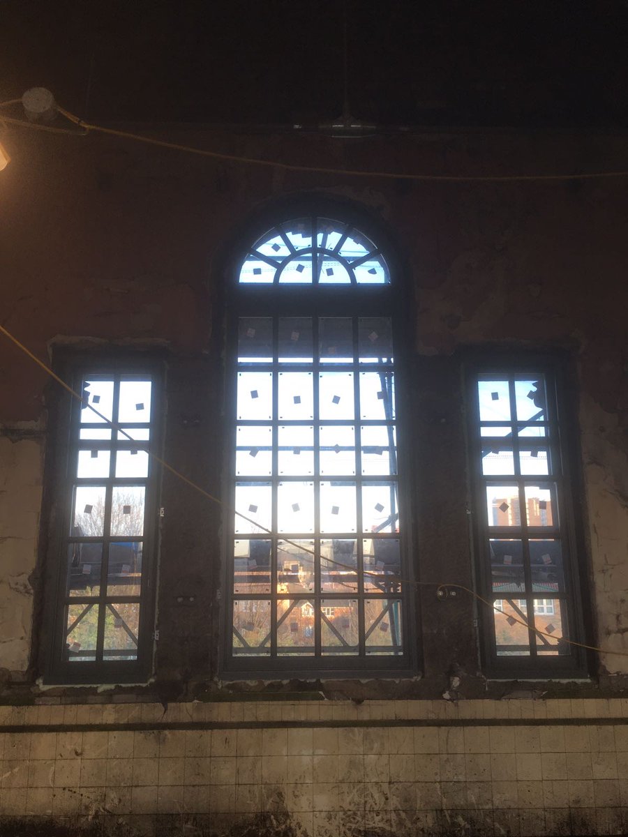 RushbondPLC's tweet photo. Another update from #YorkRoadLibrary in #Leeds, as the new Venetian windows are installed. The restoration is really starting to come together. https://t.co/kVfxfDeebm