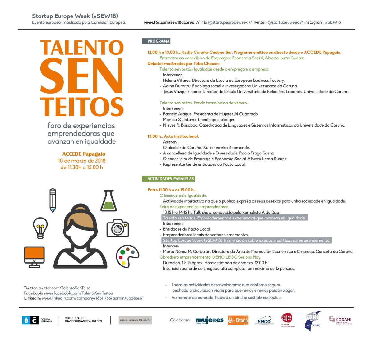 TalentoSenTeito's tweet photo. Lembra as actividades de hoxe #SEW18 https://t.co/9Urv77sor1