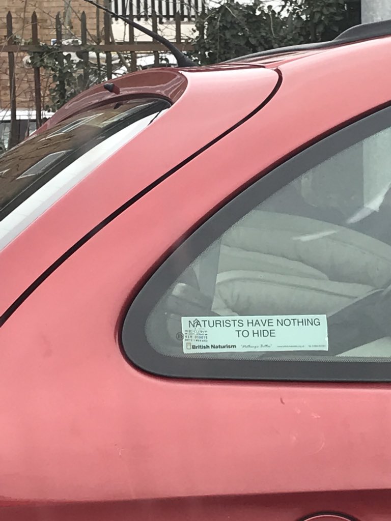 HesterGrainger's tweet image. Hahaha I love this car sticker A LOT #GetNaked #naturist #cardsticker