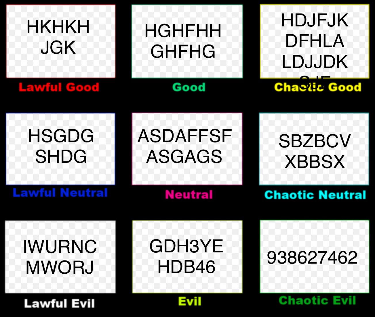 “Hi I made an alignment chart of keysmashes bc I think the world is finally...