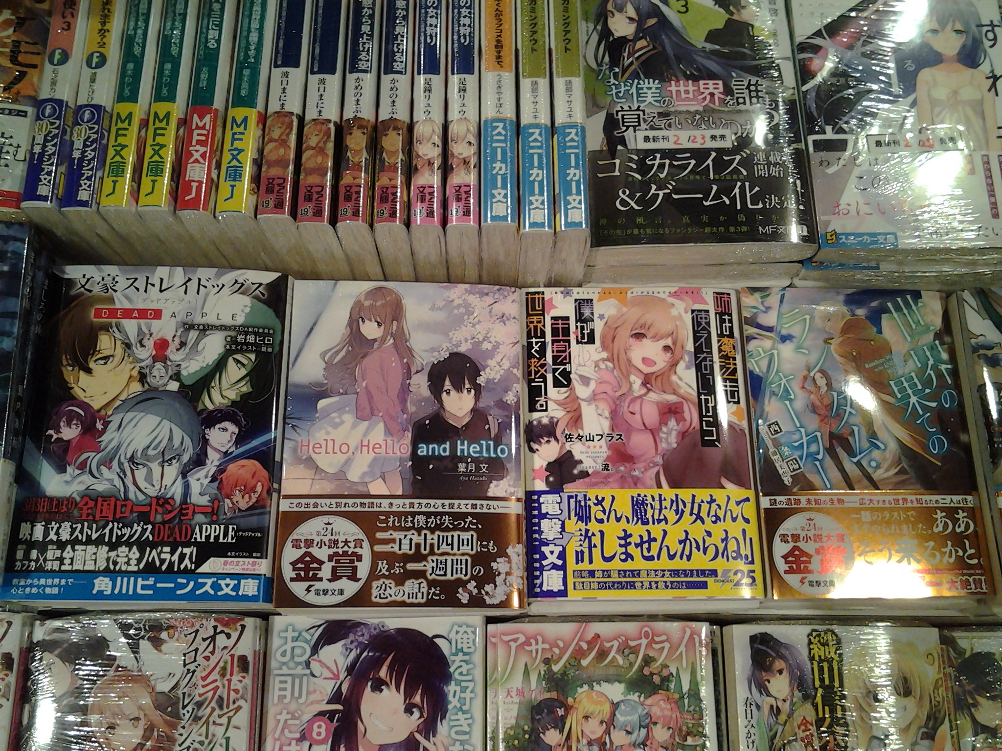 今野書店コミック店 ライトノベル新刊 電撃文庫続き 姉は魔法も使えないから 僕が生身で世界を救う Hello Hello And Hello グリモア 私立グリモワール魔法学園 リバースレコード