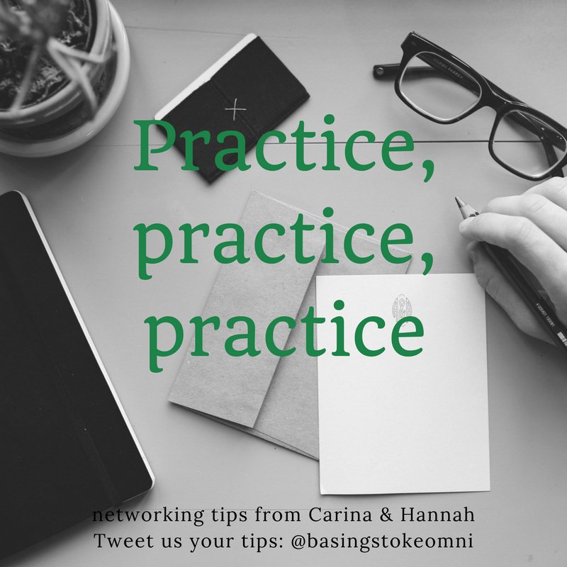 #networking tips: Practice your 1 minute / 40 seconds. Don't be afraid to bring prompt cards or a script.