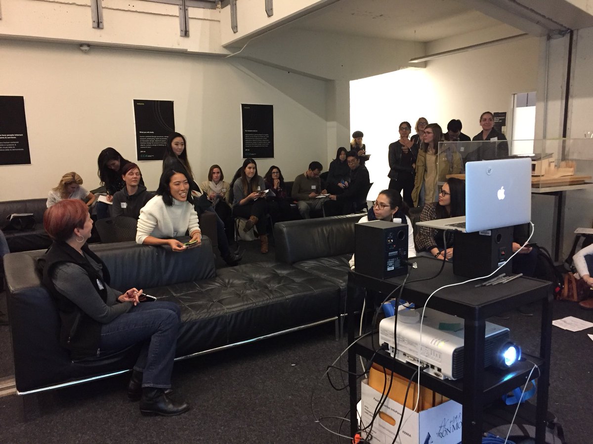 One of the Jammers in San Francisco explaining her team’s concept to the Vancouver and Los Angeles Jams
<a href="/GSJVan/">Vancouver GSJam</a> <a href="/LAServiceDesign/">LA Service Design</a>