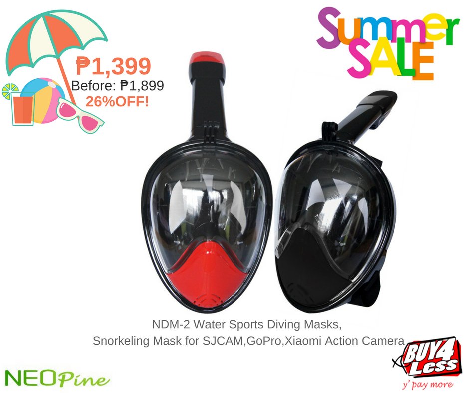 COSTULESSPH's tweet photo. BUY4LESS SUMMER SALE! Enjoy Snorkeling, Diving and other water activities this #SummerGoal2018! Shop &amp; Save up to 26%OFF for Neopine Snorkeling Mask for As Low As ₱1,299. #DivingMask #SnorkelingMask #Summer2018 #Neopine #Buy4Less #SJCAM #GoPro #HeroActionCamera #Xiaomi #Supremo https://t.co/DY5bm6fE1l