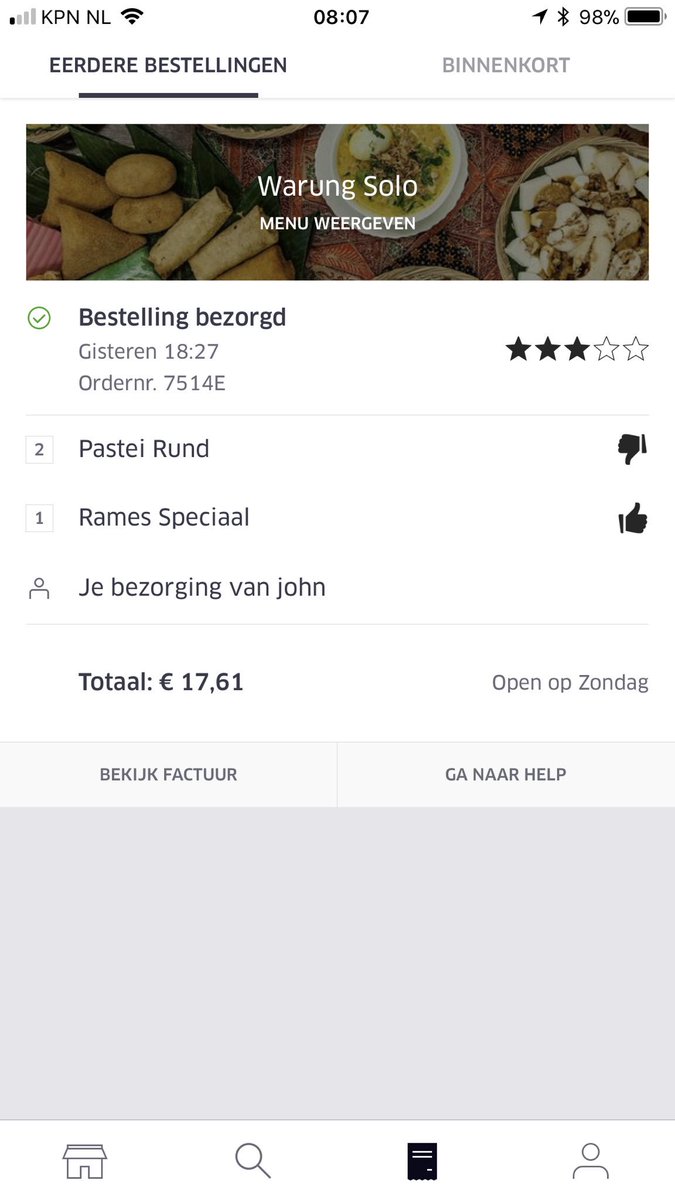 _Hollander_'s tweet photo. @UberEats Pastei rund nooitgeleverd, wel afgerekend. Ook er iets bij wat niet besteld was. Wel opgemerkt, niets teruggehoord. Mijn eerste ervaring én een slechte ook 😒 https://t.co/gwG9lZYaLN