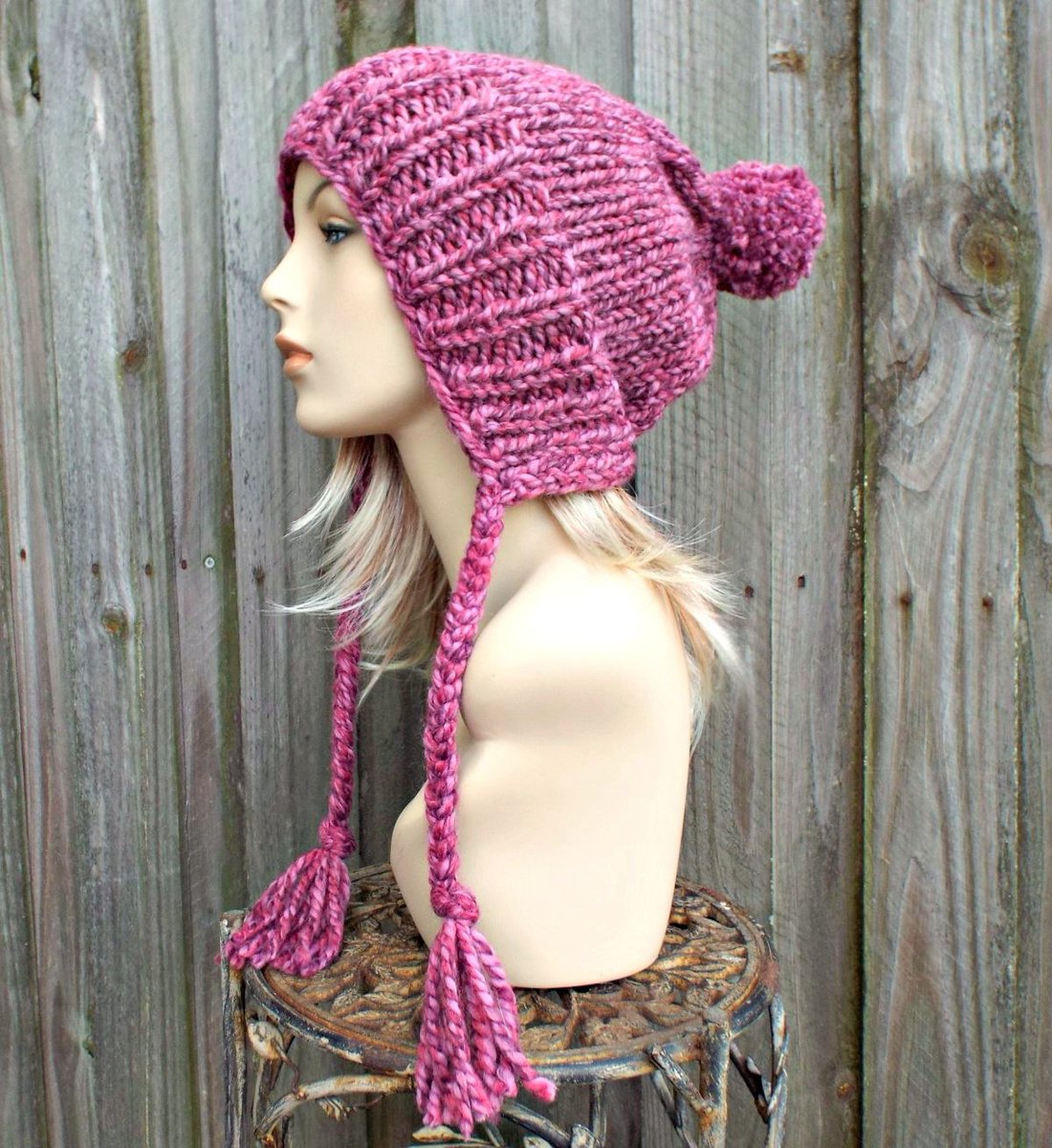 pixiebellshop's tweet photo. Wild Strawberry Pink Slouchy Hat Pink Knit Hat Womens Hat Pink Hat Pink Beanie - Charlotte Slouchy Knit Hat Ear Flap Hat - 27 Color Choices https://t.co/ATusMzA6Px #pixiebell #Etsy #PinkEarFlapHat https://t.co/qHnumlLYck
