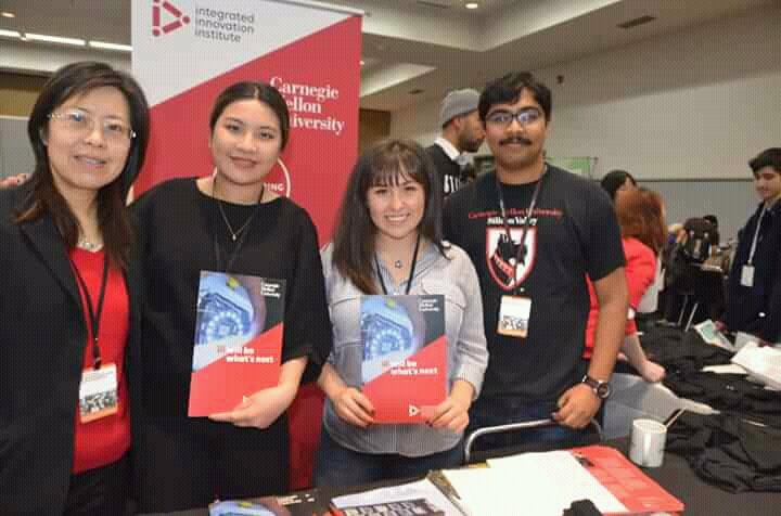 pintojoey's tweet photo. Microsoft TEALS 12 event at San Francisco Convention center! What an honour to represent CMU alongisde UC Berkley, Google, LinkedIn telling High School students about the #cmu experience #tealscsfair #microsoft #cmusv https://t.co/6wj58JFQiO