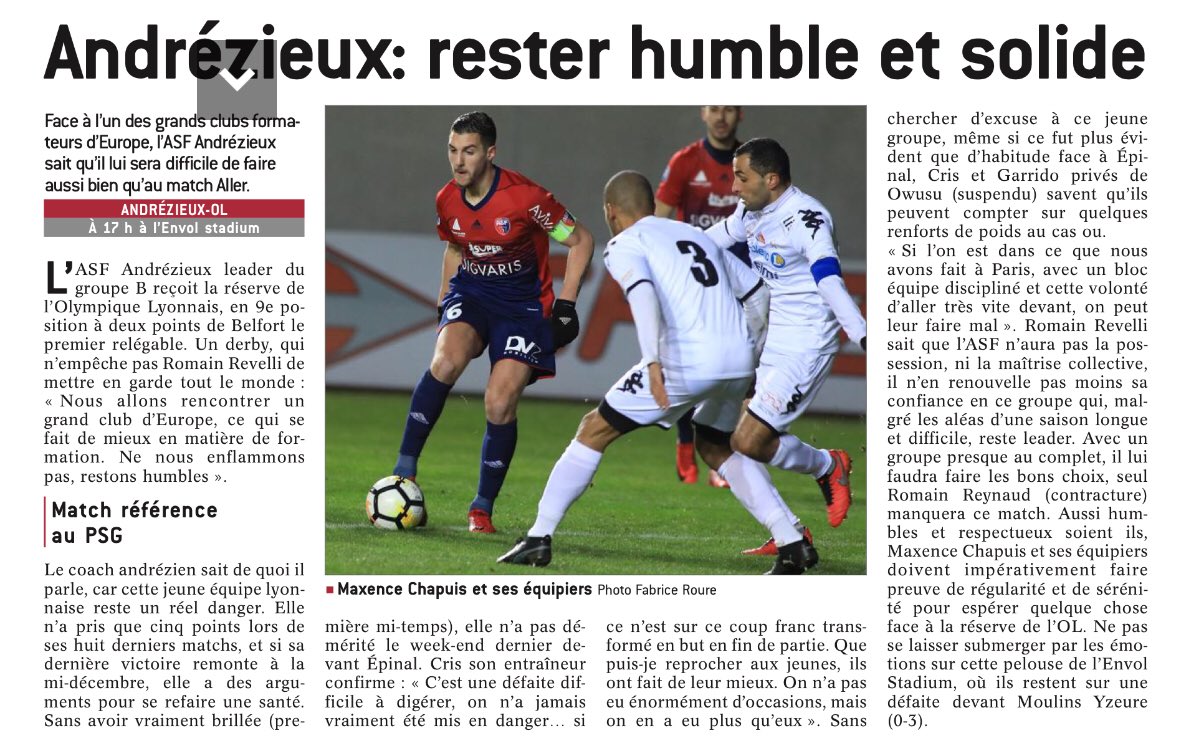 andrezieuxbthfc's tweet photo. #ASFOL «Andrézieux : rester humble et solide . » Titre @Le_Progres.
#TeamASF🔴🔵 #National2🏆 https://t.co/XfNR16hgCI