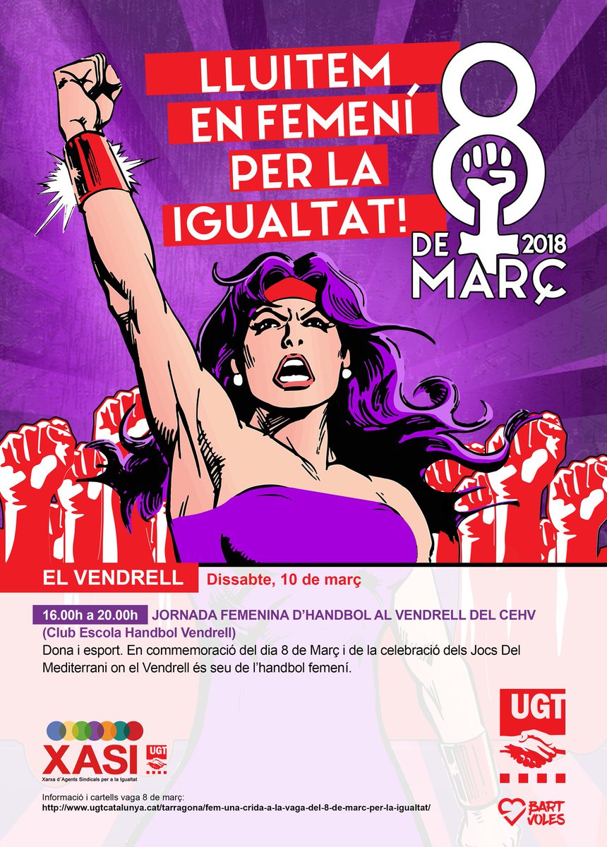 marmarvazquez's tweet photo. I avui acabem amb els actes entorn al #8M #diainternacionaldeladonatreballadora amb la participació a la "Jornada d'Handbol Femení" organitzada pel Club Escola d'Handbol El Vendrell. 
#elvendrell #cehv #ugt #xasi
#josocsindicalista #reivindicacio8M #somlluita #8MEnsPlantem https://t.co/SShF7EUeHB