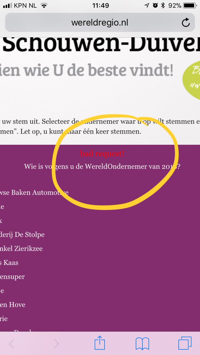 RayvanB's tweet photo. @WereldRegio volgens mij werkt het stemformulier niet... https://t.co/1IXbPNzPFm