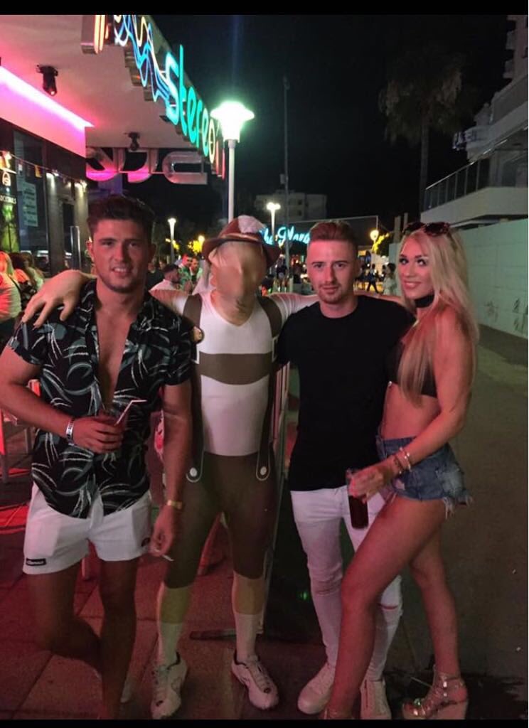 AmyDior's tweet photo. @JordanWeekender Just came across this old picture, my husband in the morph suit 😂 bumped into @JordanWeekender in Magaluf. https://t.co/ggcnsOgbz4