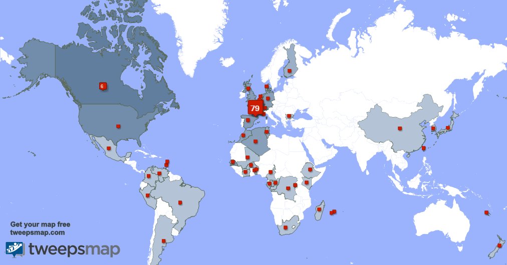 Selon tweepsmap.com/!lepleindavenir Mes followers vivent en: France(77%),Canada(6%),Belgique(3%)